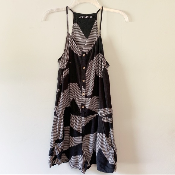 Volcom Pants - Volcom Printed Black White Tank Romper N4